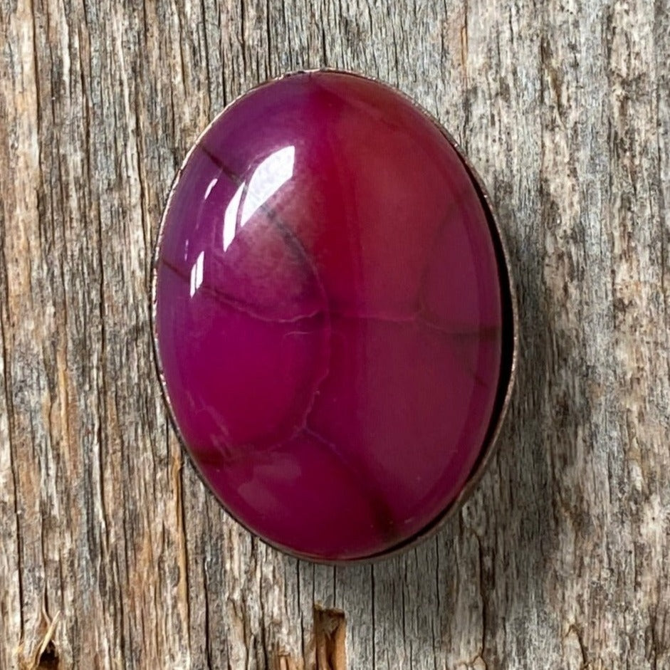 1" Oval Cabochon Stone Concho - Turquoise, Fuchsia, Rust, Blue, Sage, Lapis, White, Green — view 6