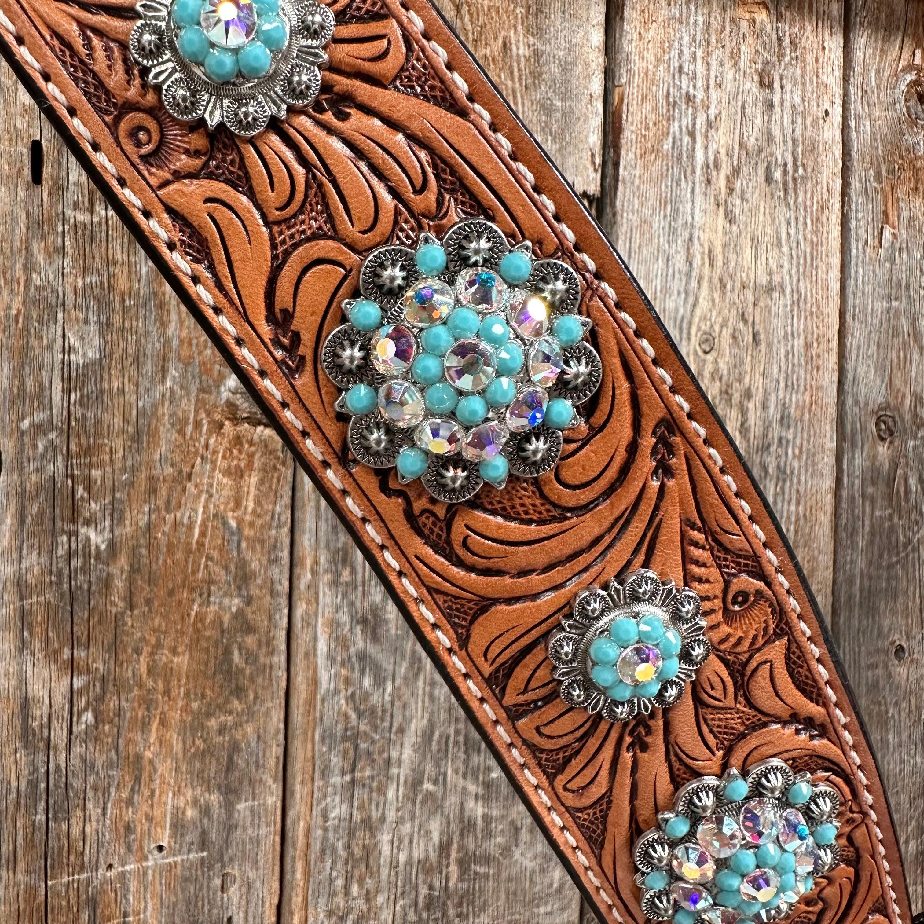 Light Oil Buckaroo Roper Turquoise and AB One Ear & Breastcollar Tack Set #OEBC559 — view 7