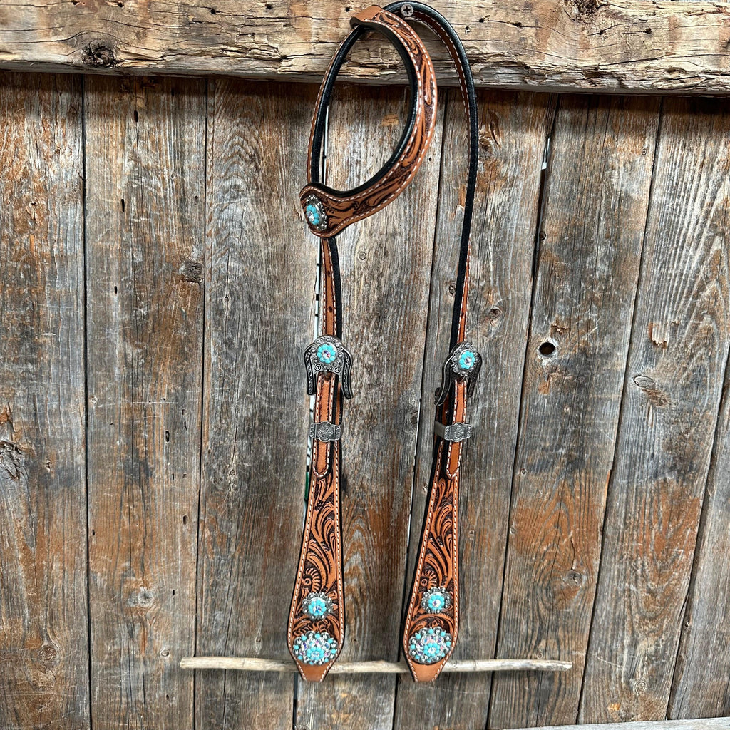 Light Oil Buckaroo Roper Turquoise and AB One Ear & Breastcollar Tack Set #OEBC559 — view 8
