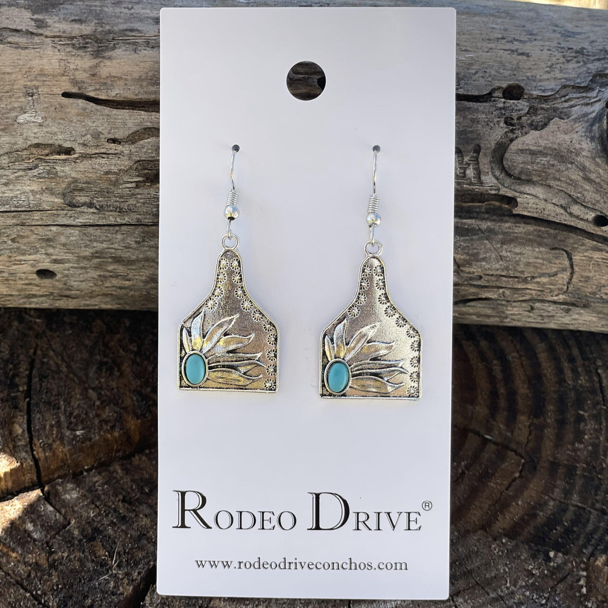 Turquoise Cow Tag Fashion Earrings WA110