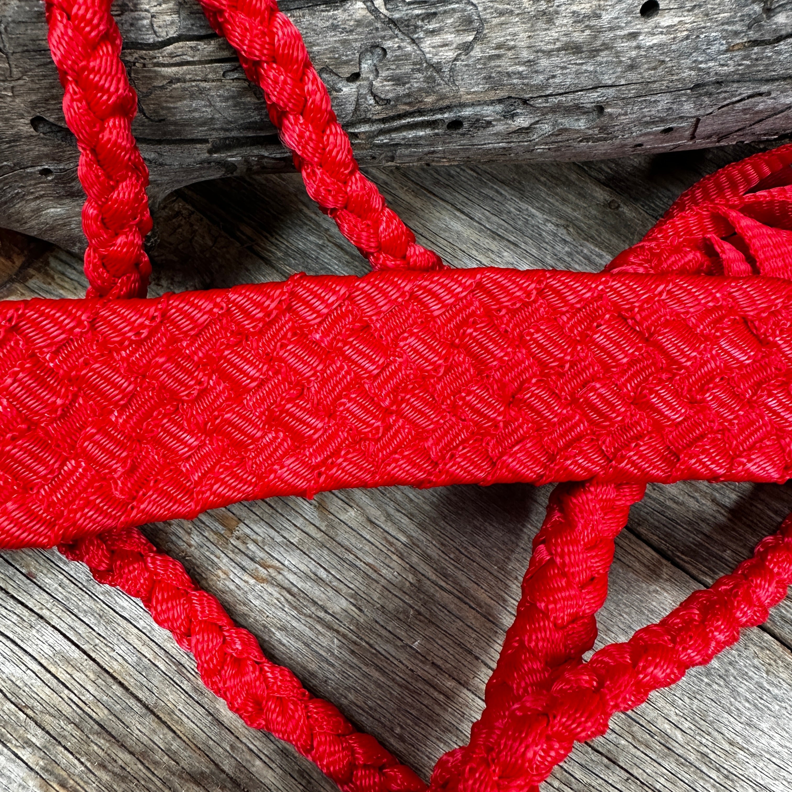 Red Flat Braided Mule Tape Halter — view 2