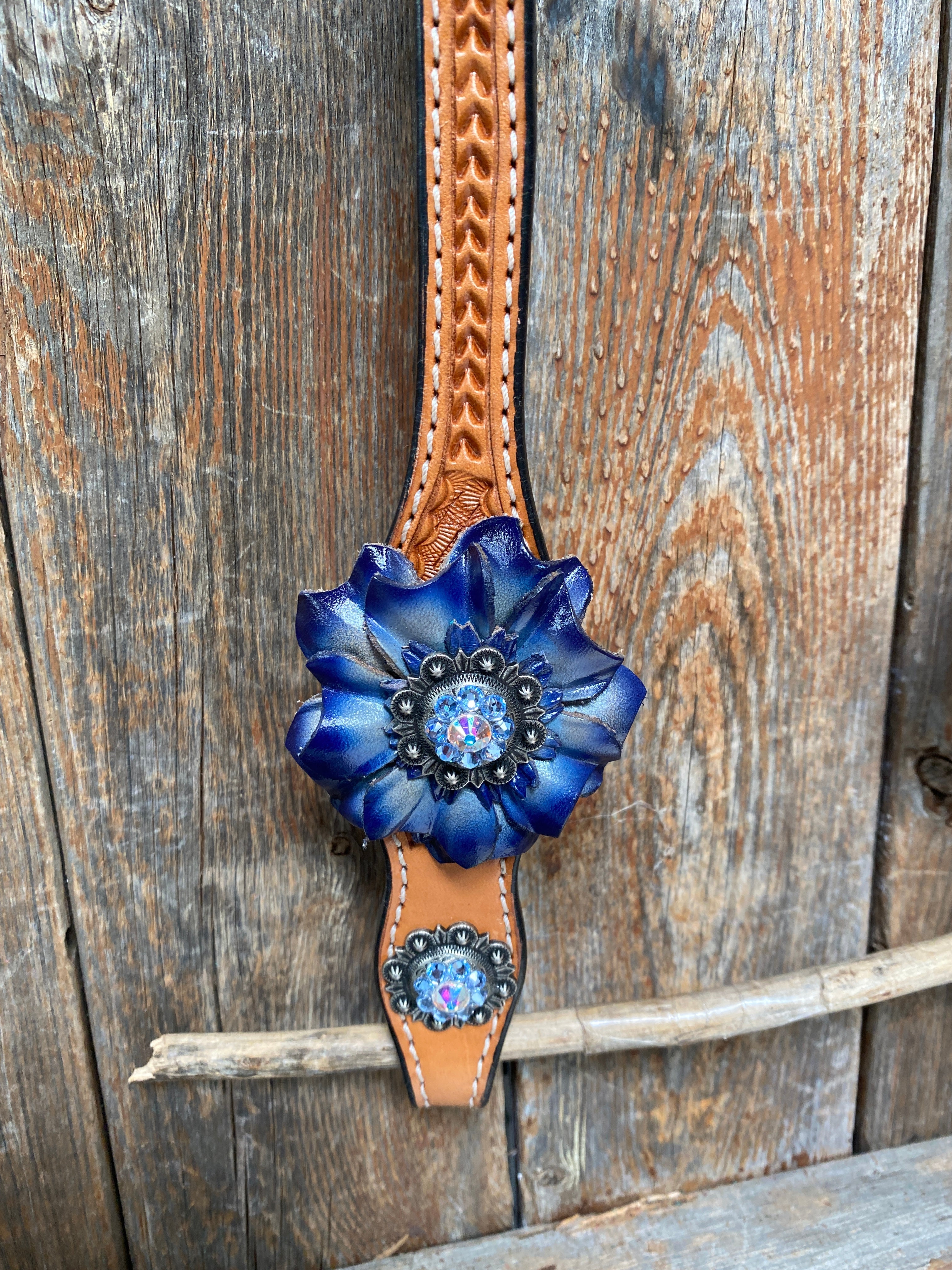Light Oil Basketweave Blue Wither Strap, One Ear & Breastcollar Tack Set #OEBC438 — view 7