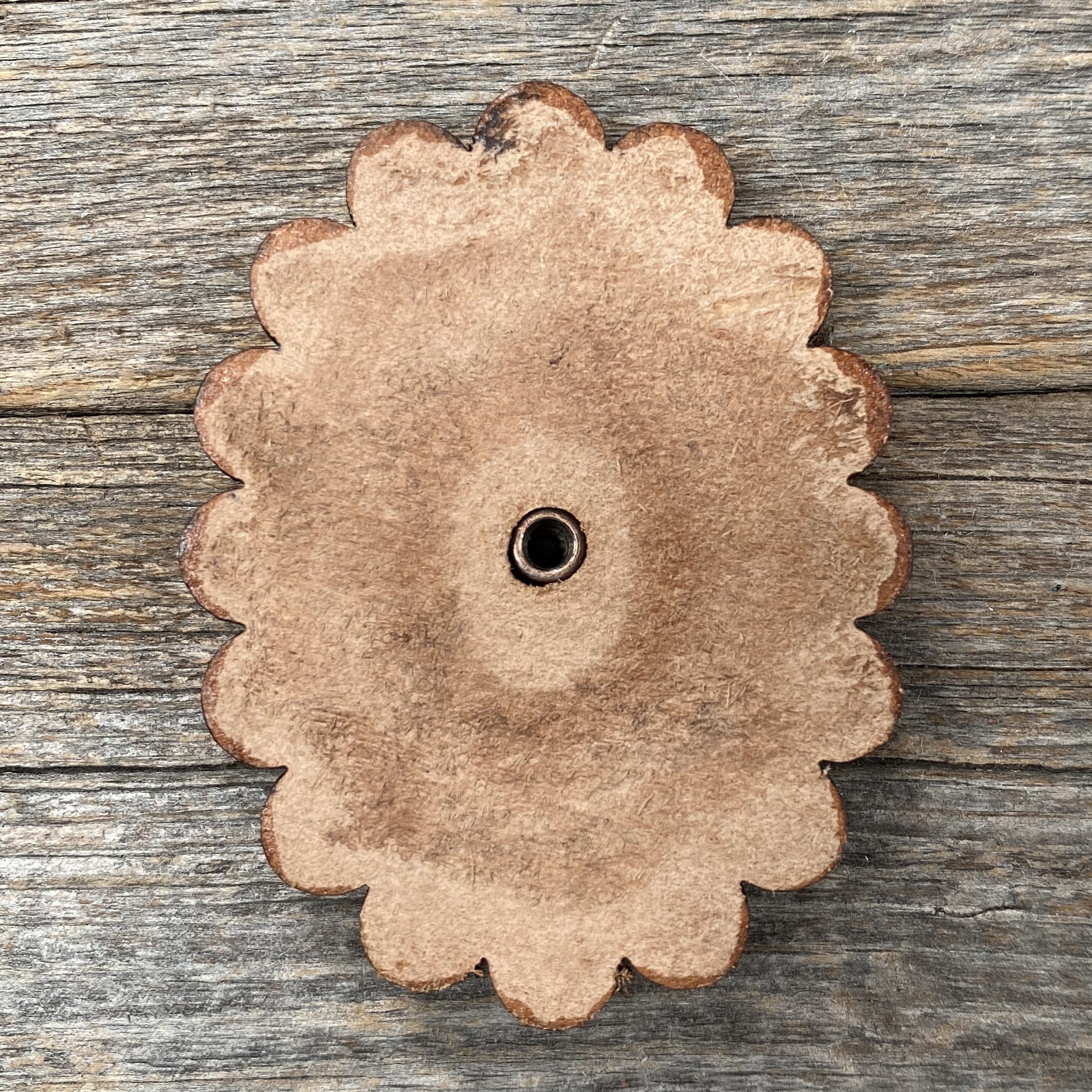 Leather Rosette with Fuchsia Cabochon Western Concho R102CABFU — view 2