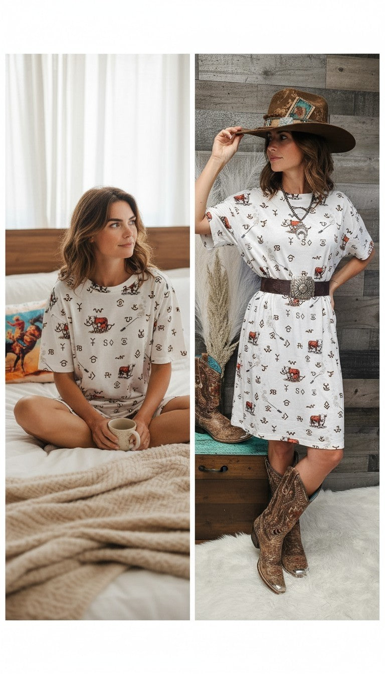 Baha Ranch Hereford Brands Western T Shirt Dress or Sleep Shirt by Baha Ranch Western Wear - product image 2