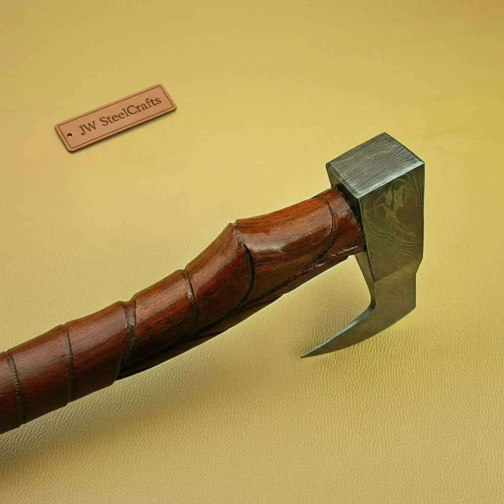 Custom Handmade Damascus steel Viking axe With Pure Leather sheath