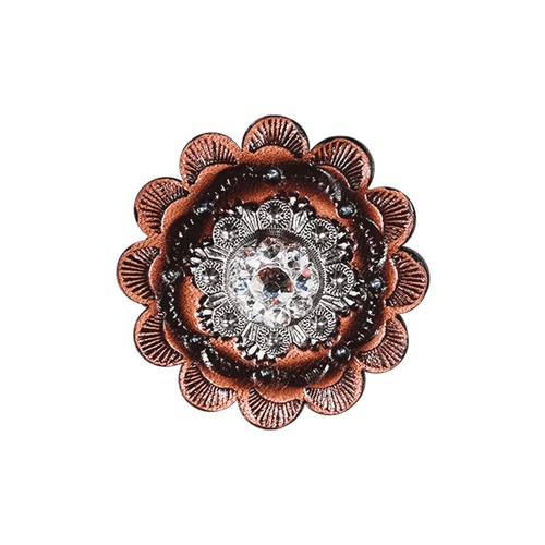 AB Antique Silver 1" European Crystal Concho and Leather Rosette