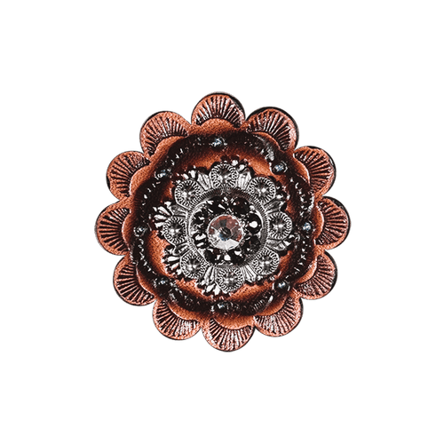 Amethyst & AB Antique Silver 1" European Crystal Concho and Leather Rosette