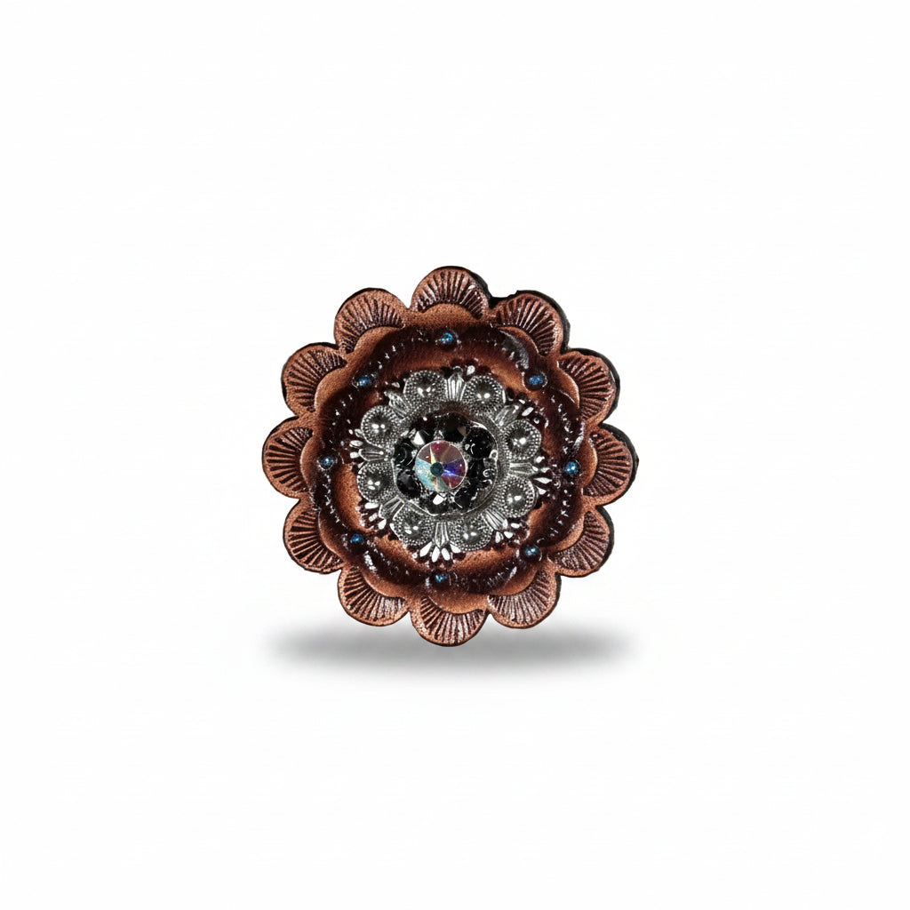 Antique Silver Jet - AB Crystal Conchos | Sizes 1"- 3" | Buckles | Saddle Set | Leather Rosettes | Slide — view 12