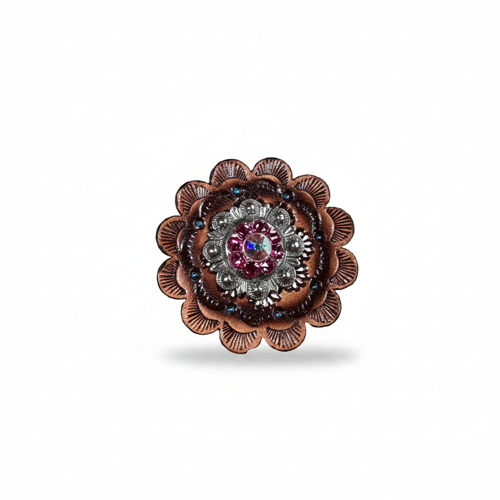 Antique Silver Pink - AB Crystal Conchos | Sizes 1"- 3" | Buckles | Saddle Set | Leather Rosettes | Slide — view 12