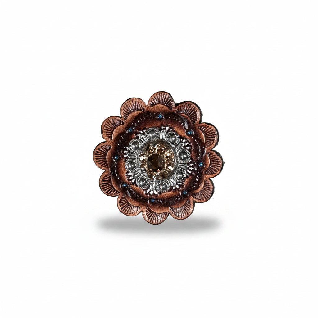 Antique Silver Topaz - Champagne Crystal Conchos | Sizes 1"- 3" | Buckles | Saddle Set | Leather Rosettes | Slide — view 12