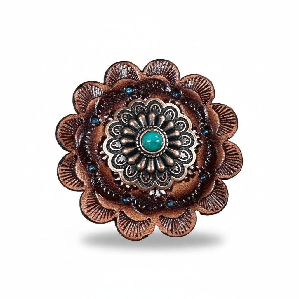 Copper Turquoise Western Concho W103 — view 7