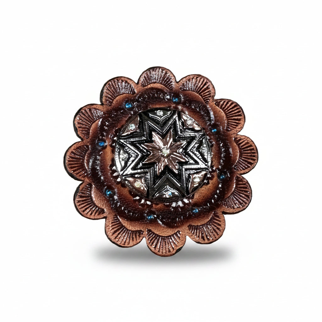 Starburst Antique Silver Western Concho W185 — view 9
