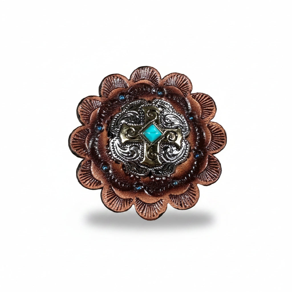 Antique Silver & Gold Western Concho W189 — view 7
