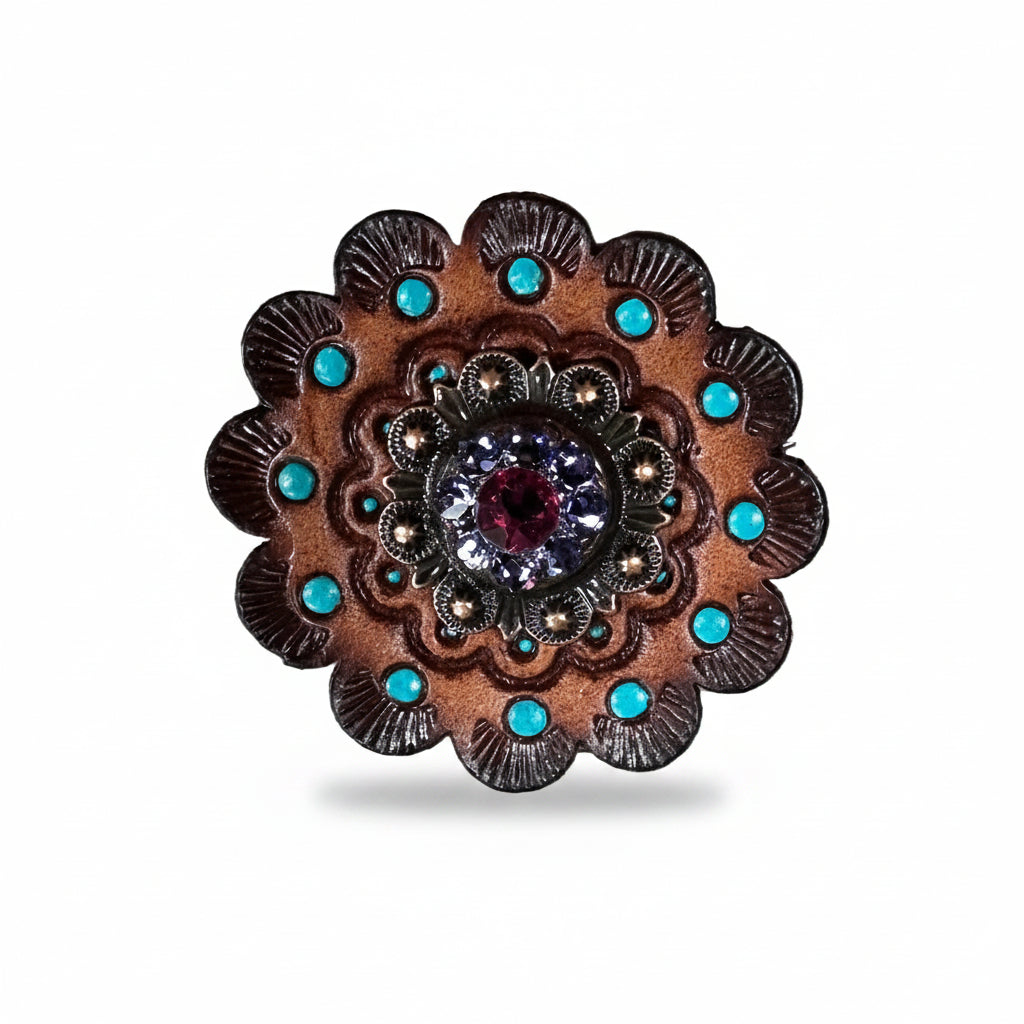 Copper Fuchsia - AB - Lilac Crystal Conchos | Sizes 1"- 3" | Buckles | Saddle Set | Leather Rosettes | Slide — view 13