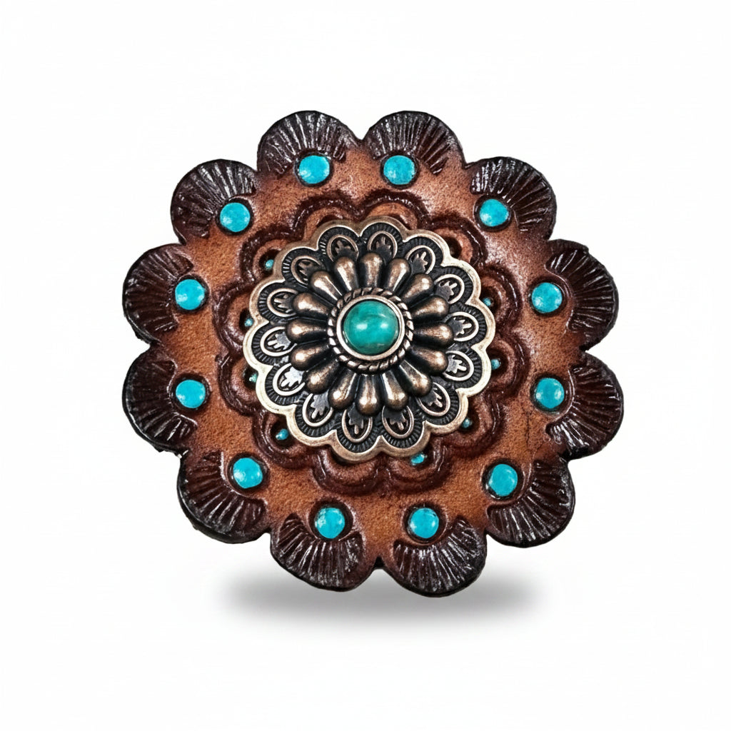 Copper Turquoise Western Concho W103 — view 8