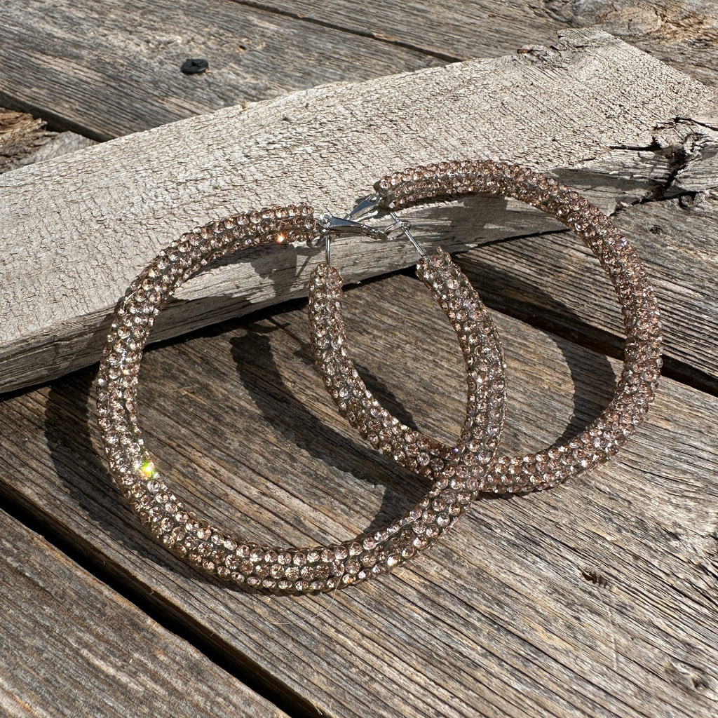 Champagne Western Bling Hoop Fashion Earrings