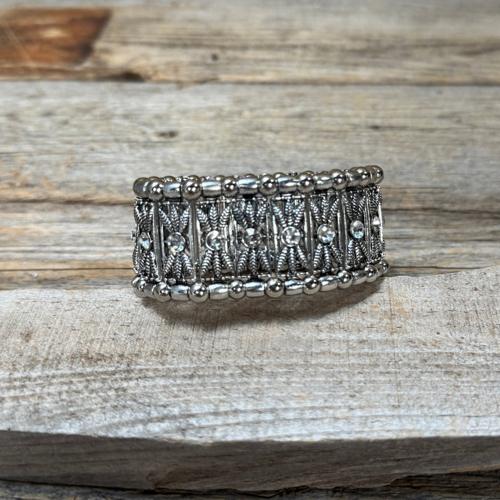 Western Silver Leaf and Bead Fashion Bracelets  - Clear