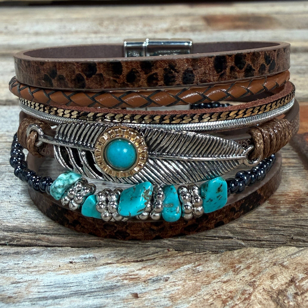 Brown Boho Multi Strand Wrap Bracelet