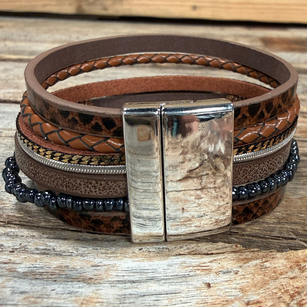 Brown Boho Multi Strand Wrap Bracelet