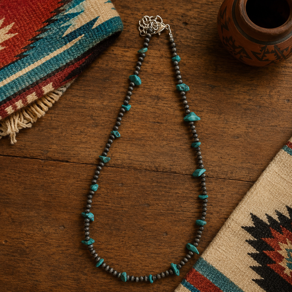 Fashion Navajo Pearl and Turquoise Necklace