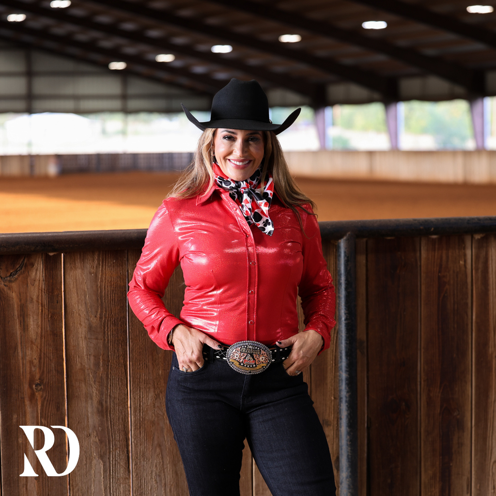 Red Sparkle Performance Rodeo Shirt — view 2