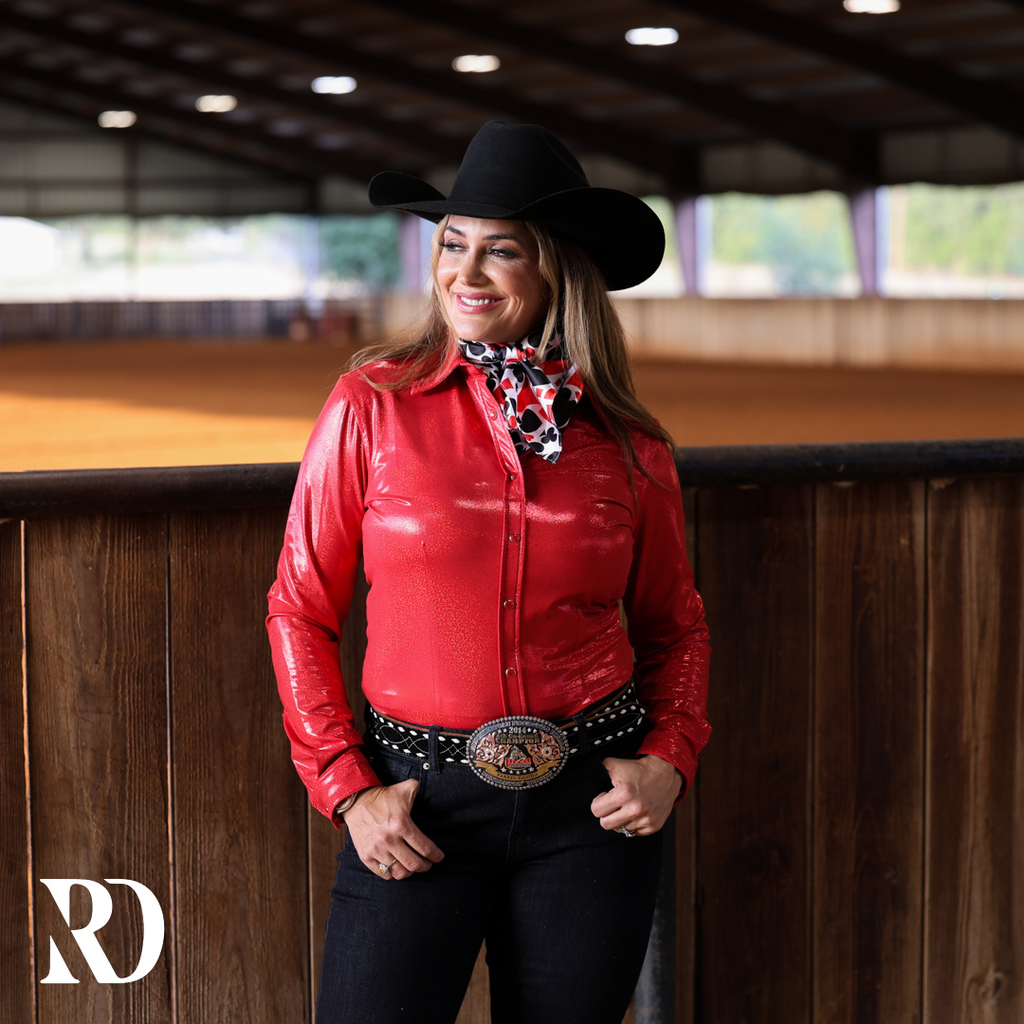 Red Sparkle Performance Rodeo Shirt