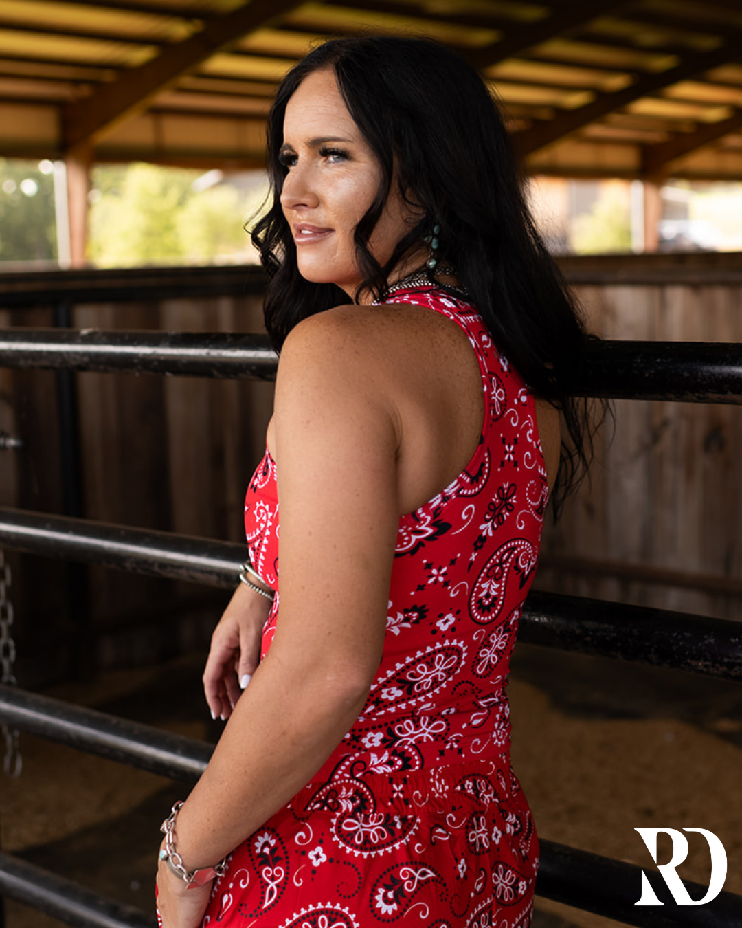 Ribbed All-in-one Tank | Red Bandana — view 3