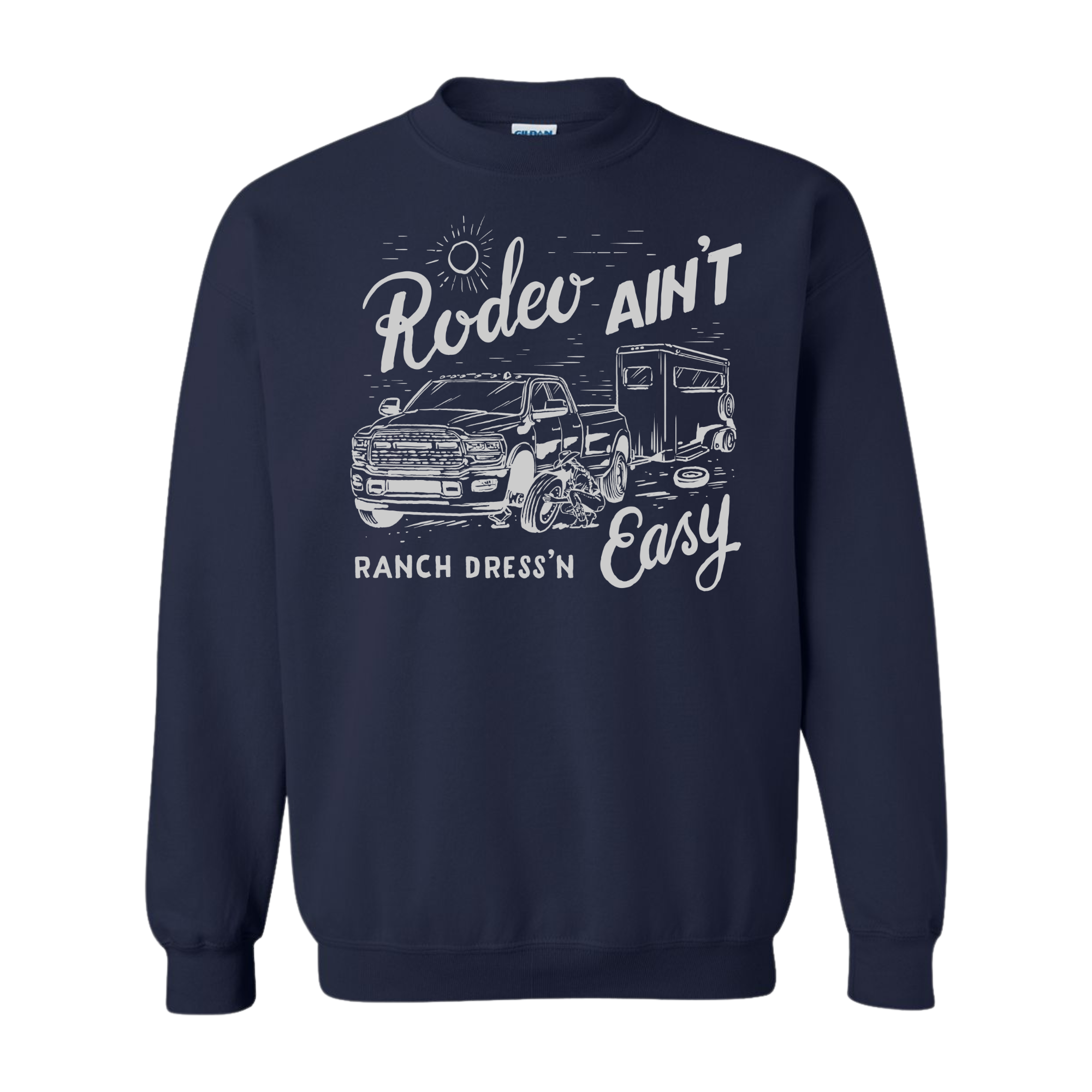 Rodeo Ain't Easy Navy Crewneck