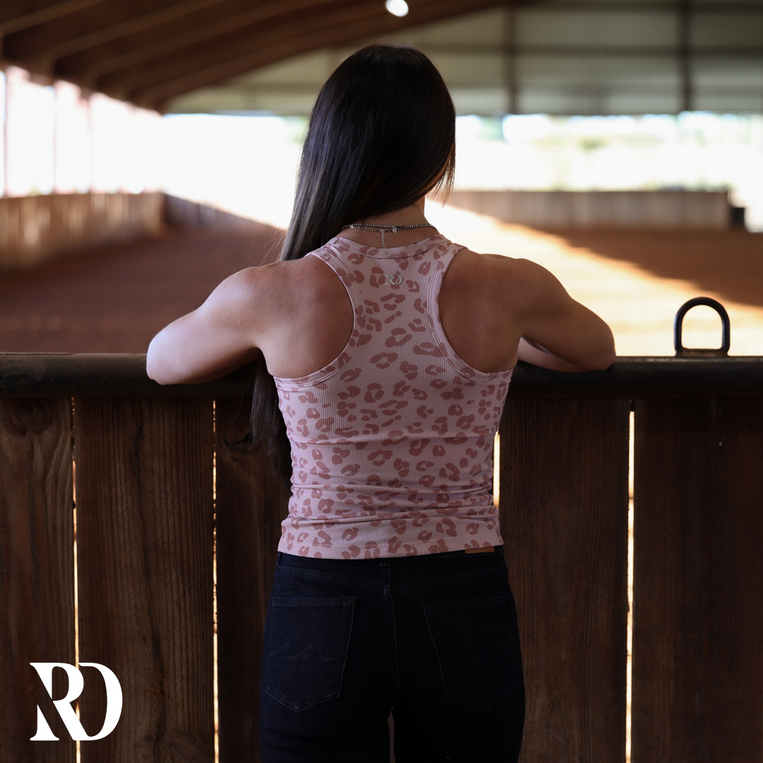 Ribbed All-in-one Tank | Rose Leopard — view 3