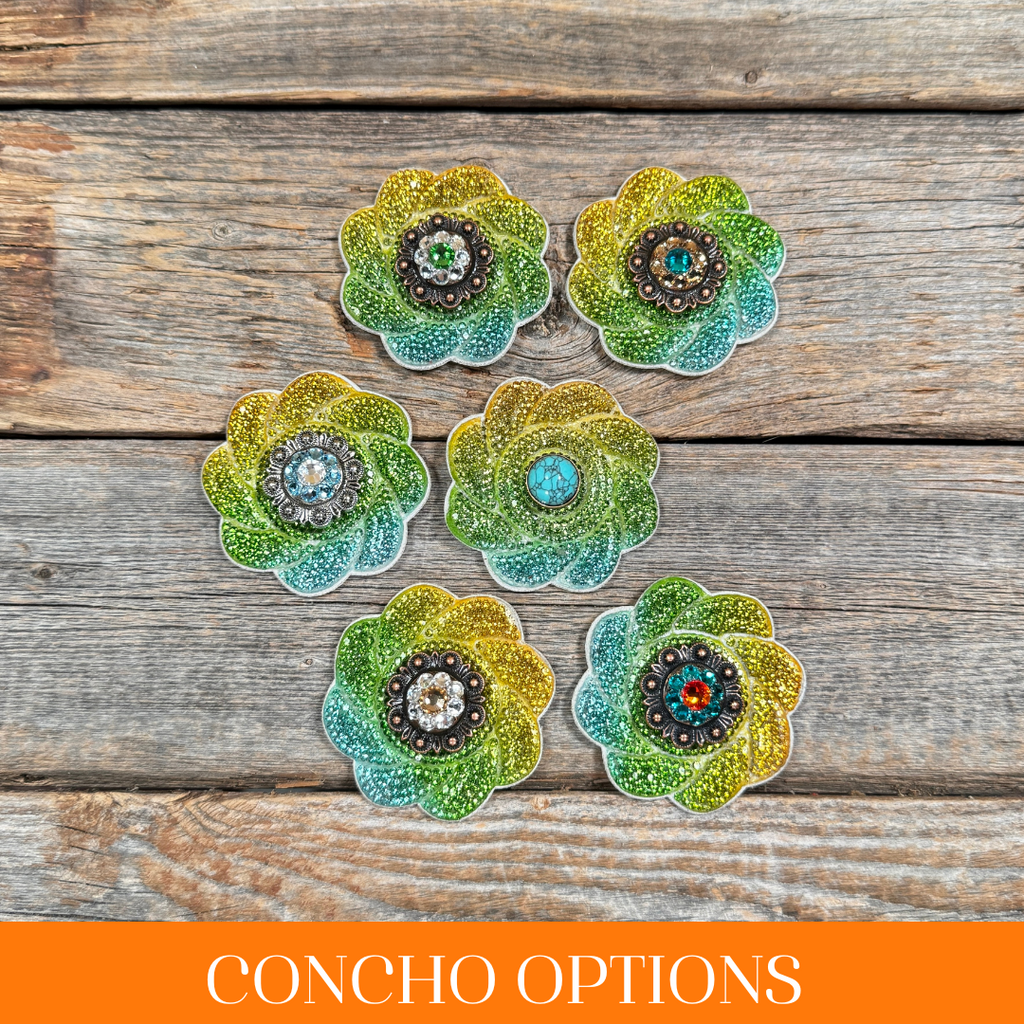 Triple Color Flower Rhinestone Rosette - Assorted Conchos