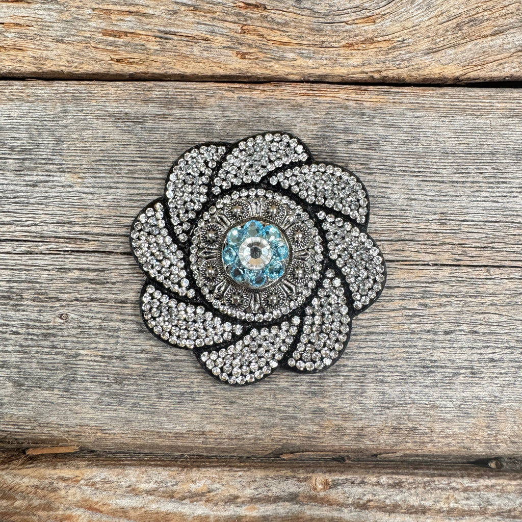 Black Flower Rhinestone Rosette - Assorted Conchos — view 6