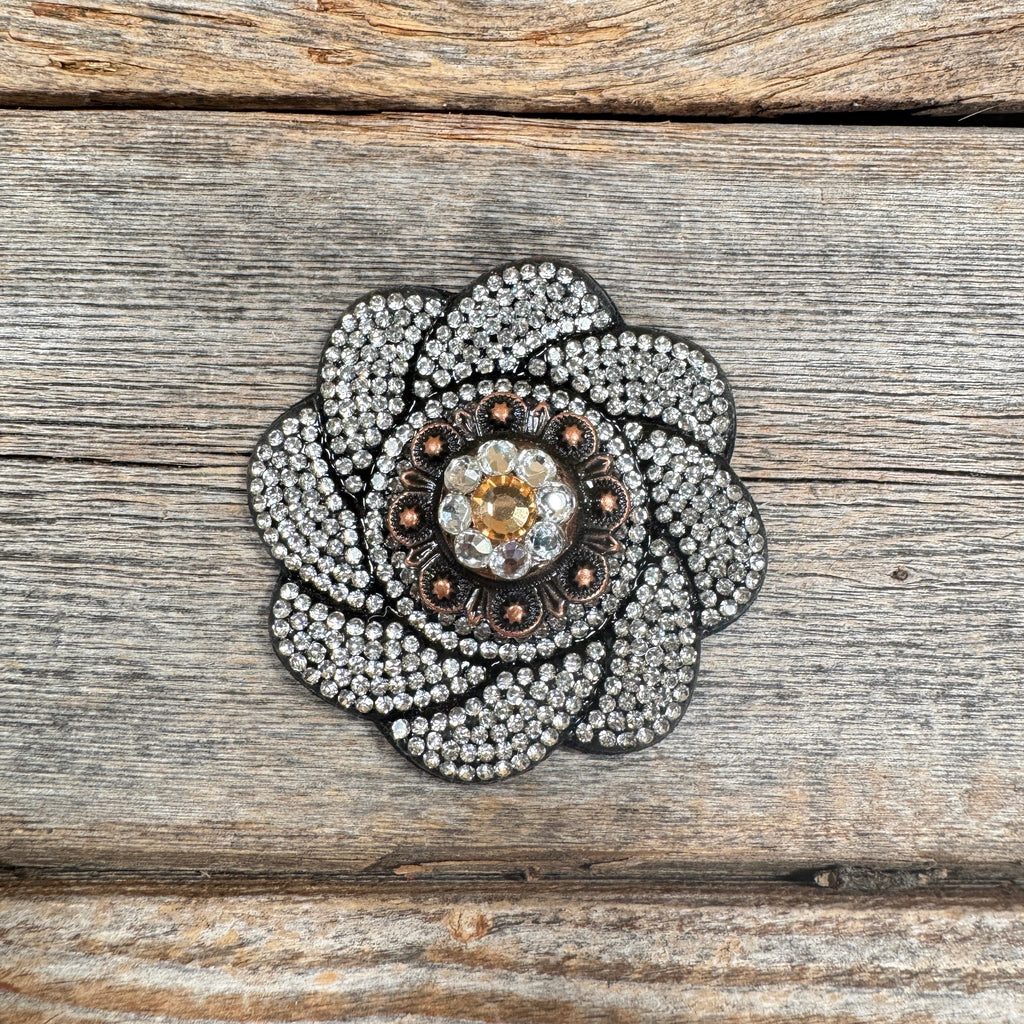 Black Flower Rhinestone Rosette - Assorted Conchos — view 7
