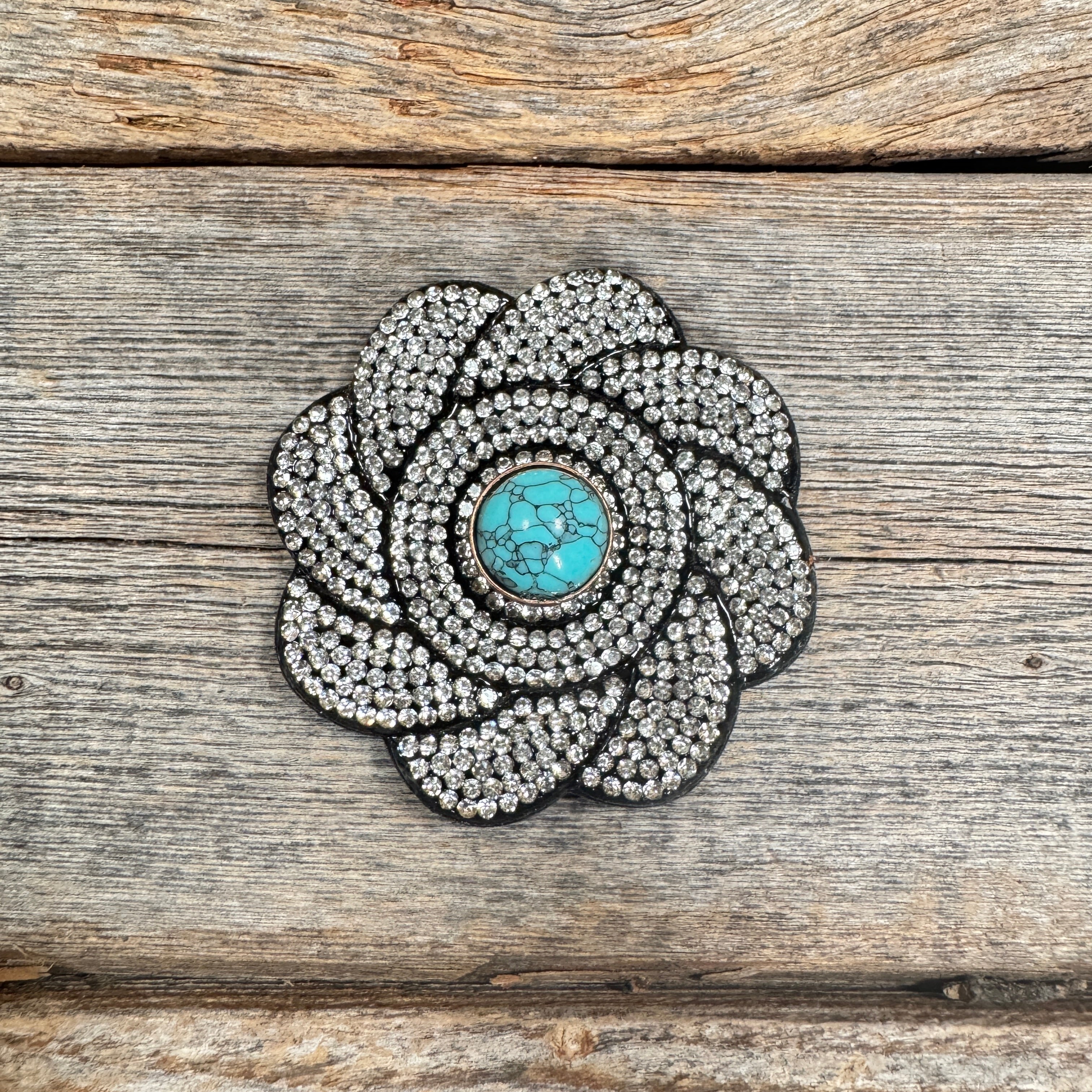 Black Flower Rhinestone Rosette - Assorted Conchos — view 5