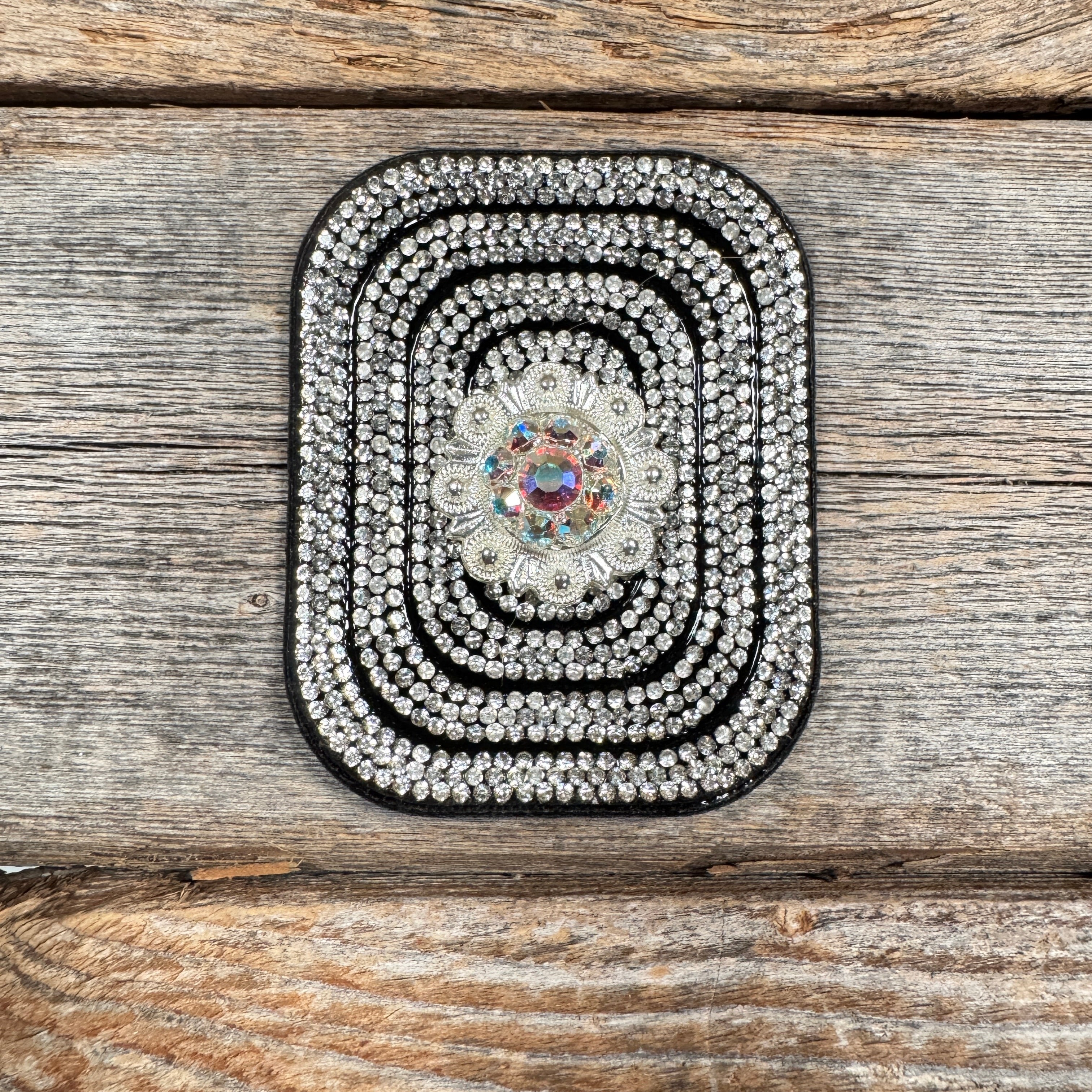 Black Rectangle Rhinestone Rosette - Assorted Conchos — view 2