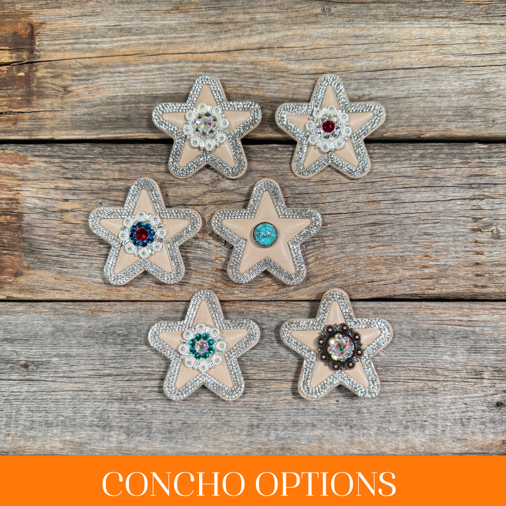 Tan Small Star Rhinestone Rosette - Assorted Conchos