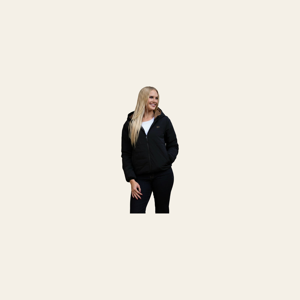 Rd Cloudline Fleece Jacket - Black on a warm cream background