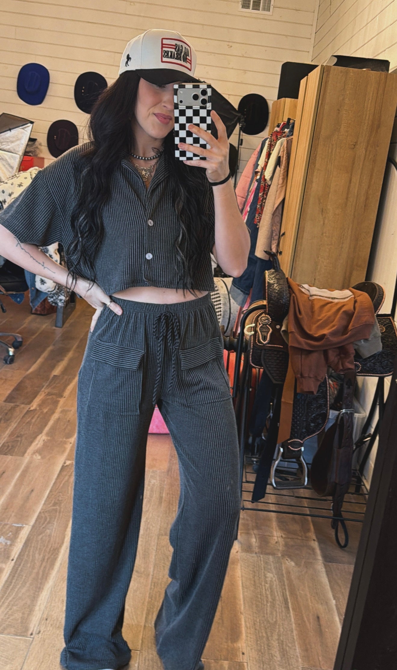 Remi Ribbed Crop Top Palazzo | Set
