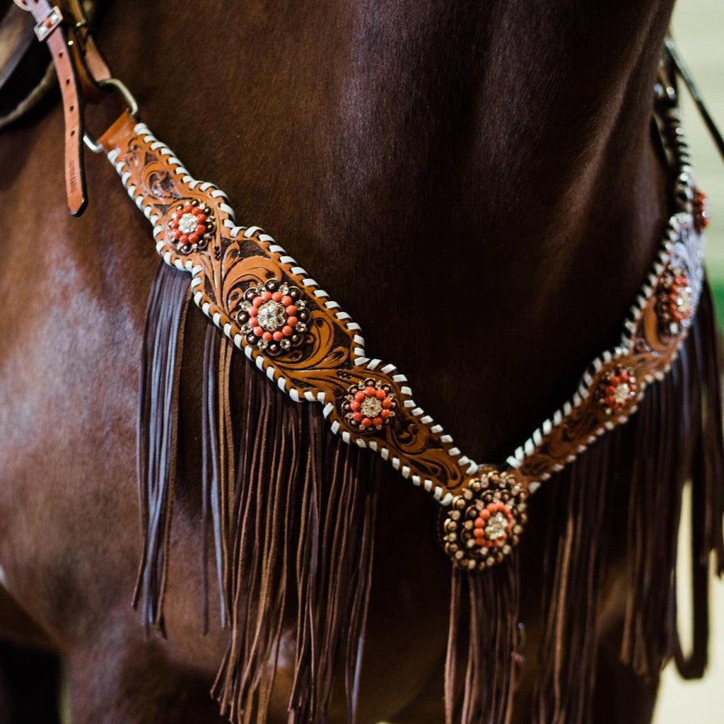 Whipstitch Coral and Clear One Ear/ Breastcollar Tack Set #OEBC516 — view 2