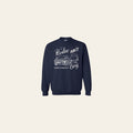 Rodeo Ain't Easy Navy Crewneck on a warm cream background