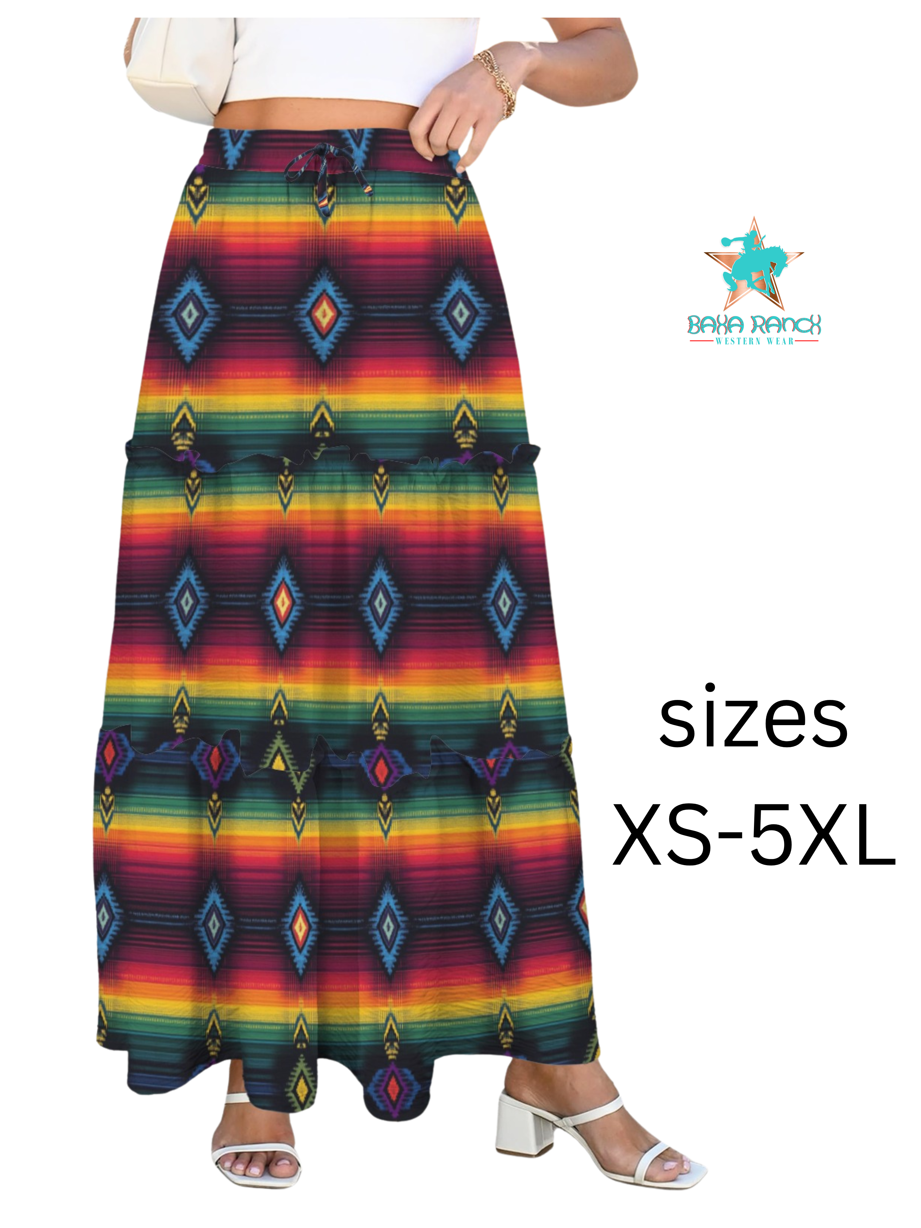 Baha Ranch Colores De Mexico Serape Maxi Prairie Skirt by Baha Ranch Western Wear