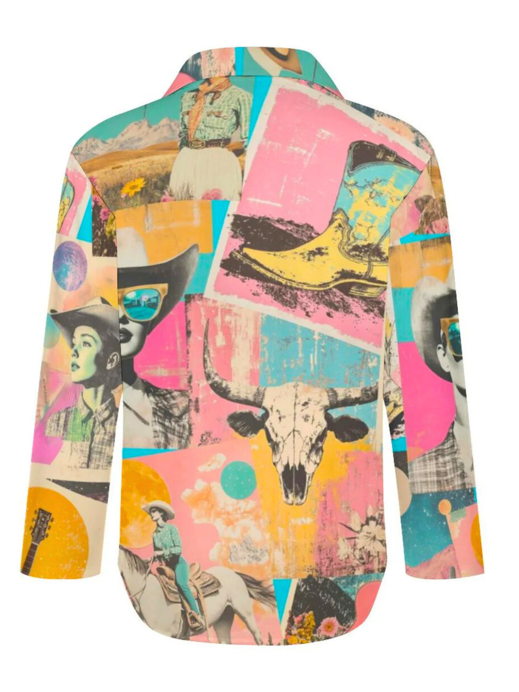 Baha Ranch Pop Western Retro Cowgirl Collage Button Up Blouse by Baha Ranch Western Wear - product image 5