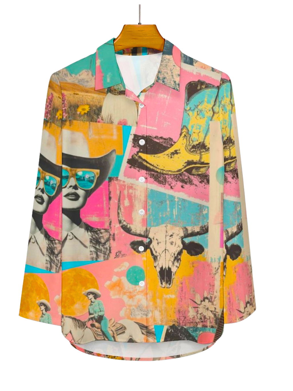 Baha Ranch Pop Western Retro Cowgirl Collage Button Up Blouse by Baha Ranch Western Wear - product image 8