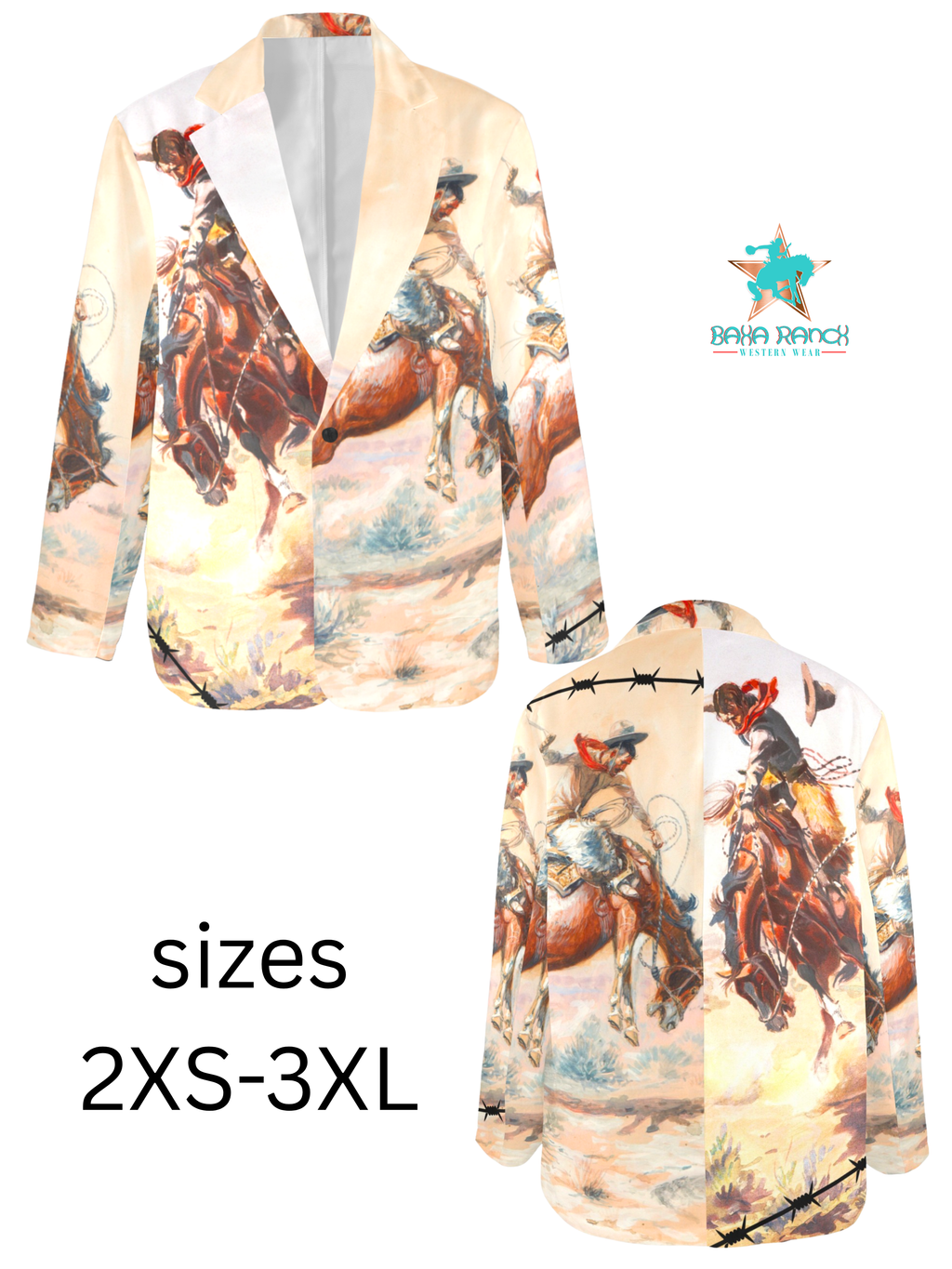 Baha Ranch Yeehaw Cowboy Vintage Western Retro Blazer by Baha Ranch Western Wear