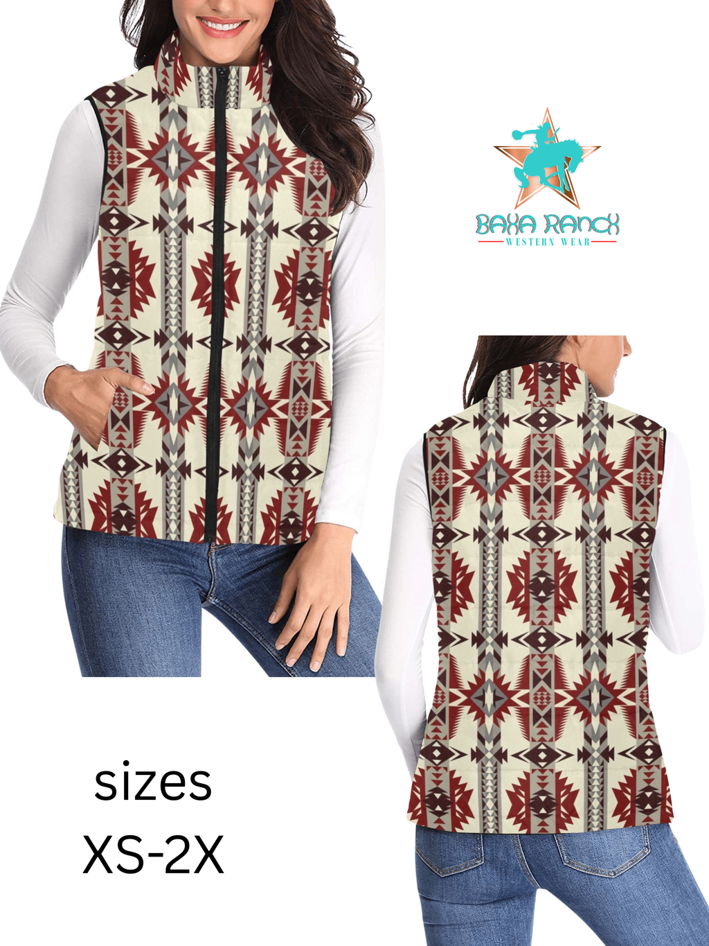 Baha Ranch Bold Aztec Puffy Vest by Baha Ranch Western Wear
