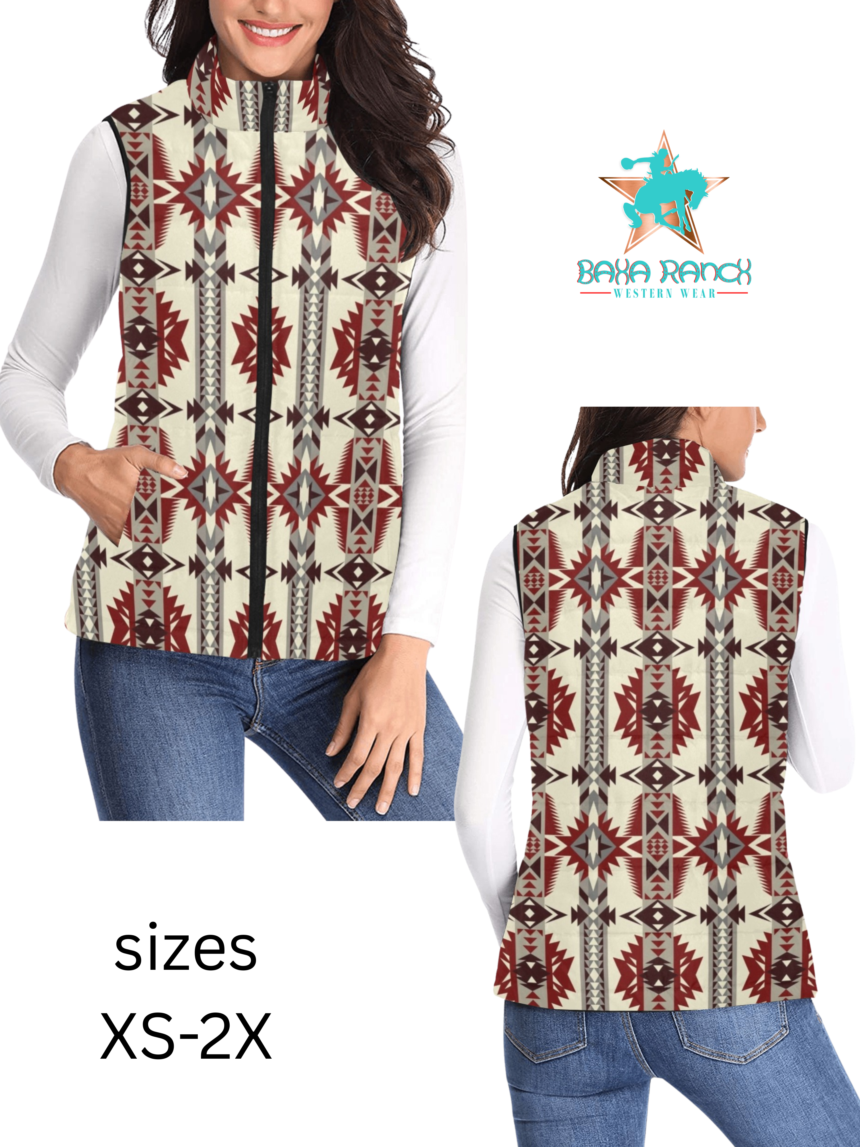 Baha Ranch Bold Aztec Puffy Vest by Baha Ranch Western Wear