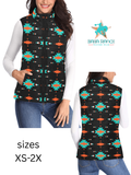 Baha Ranch Turquoise Orange Aztec Women's Western Puffy Vest by Baha Ranch Western Wear