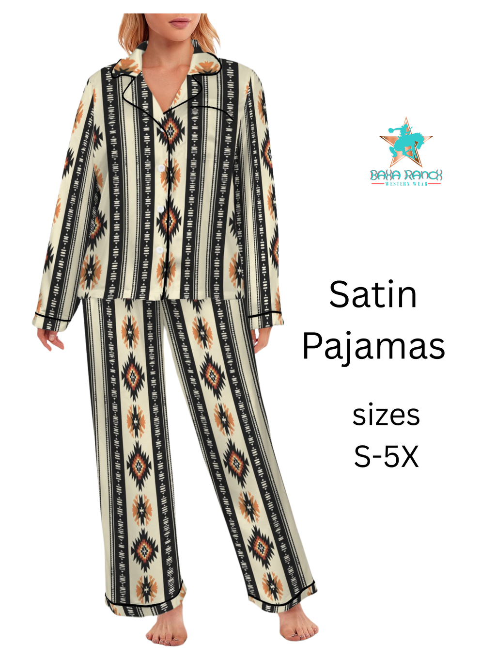 Baha Ranch Colores de Mexico Southwestern Aztec Satin pajamas by Baha Ranch Western Wear