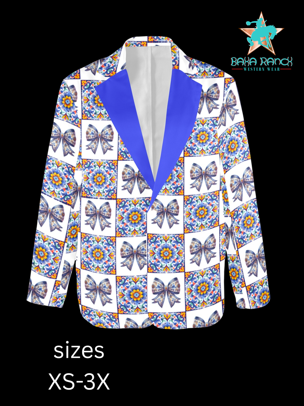Baha Ranch Blue Bow Talavera Floral Blazer by Baha Ranch Western Wear