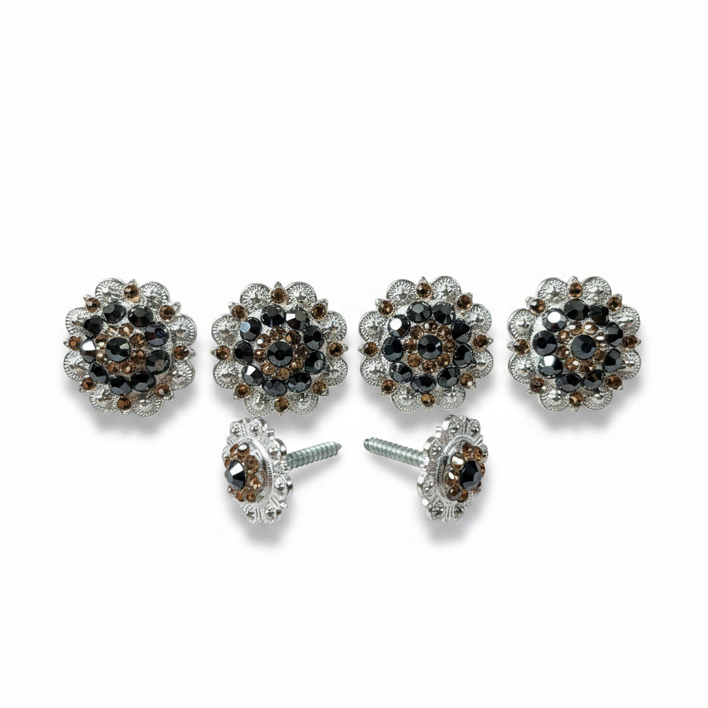 Bright Silver Jet & Champagne Saddle Conchos — view 2
