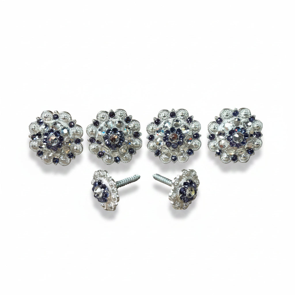Bright Silver Lilac & Clear Saddle Conchos — view 2